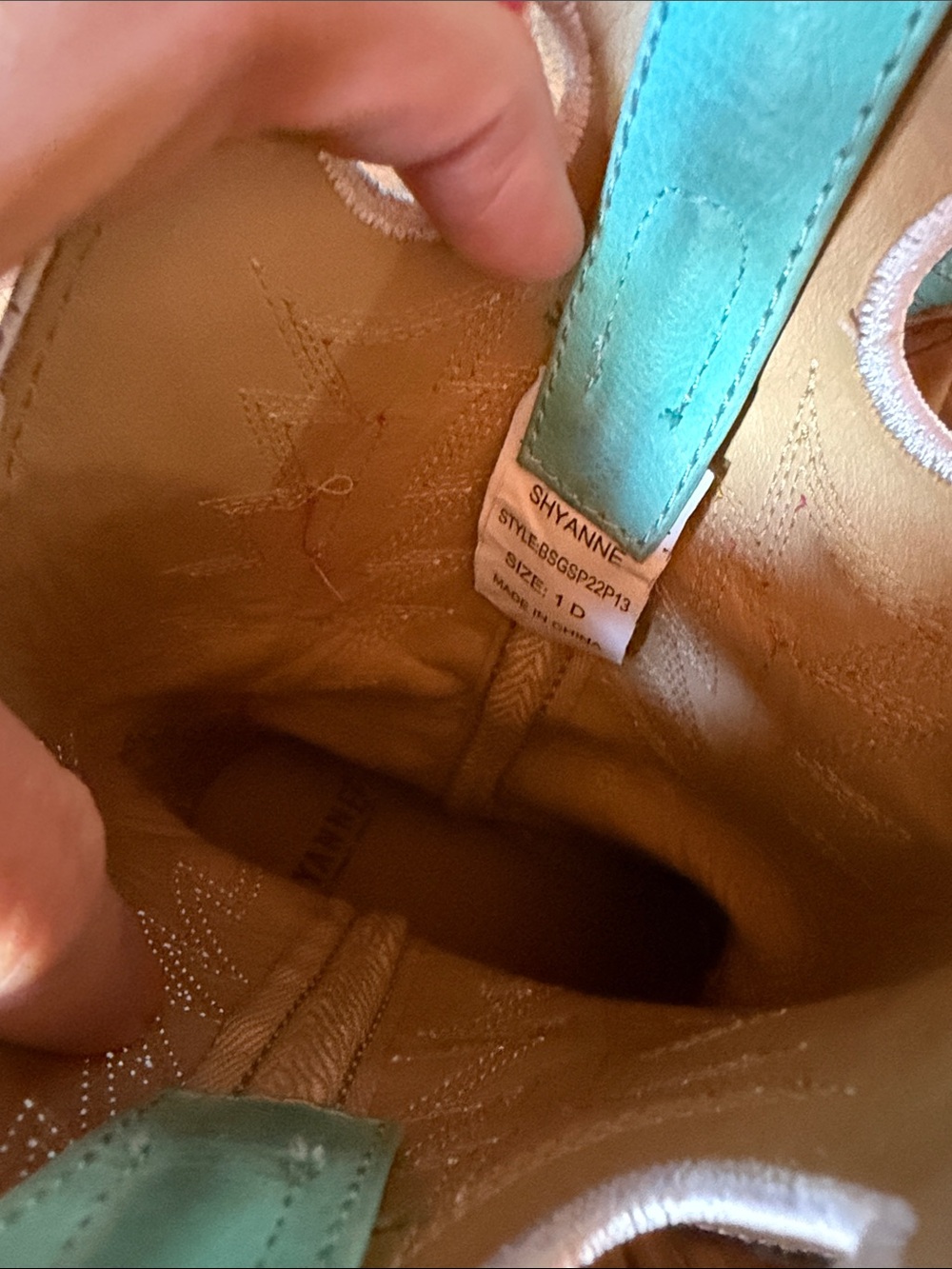Shyanne Turquoise and Brown Kids Cowboy Boots - Picture 3 of 7